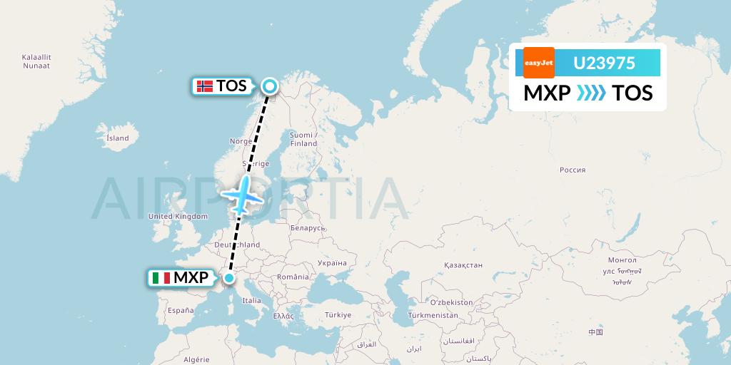 U23975 EasyJet Flight Map: Milan to Tromso