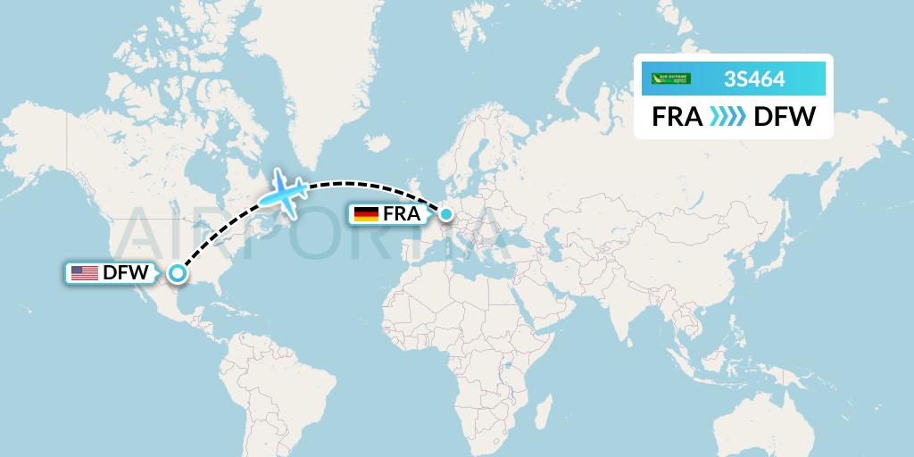 3S464 Air Antilles Express Flight Map: Frankfurt to Dallas