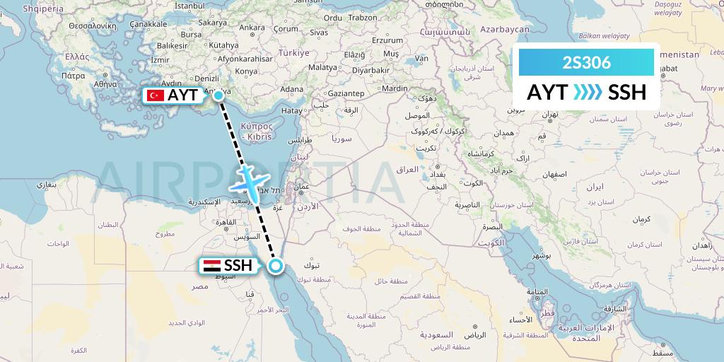 2S306 Star Equatorial AL Flight Map: Antalya to Sharm el-Sheikh