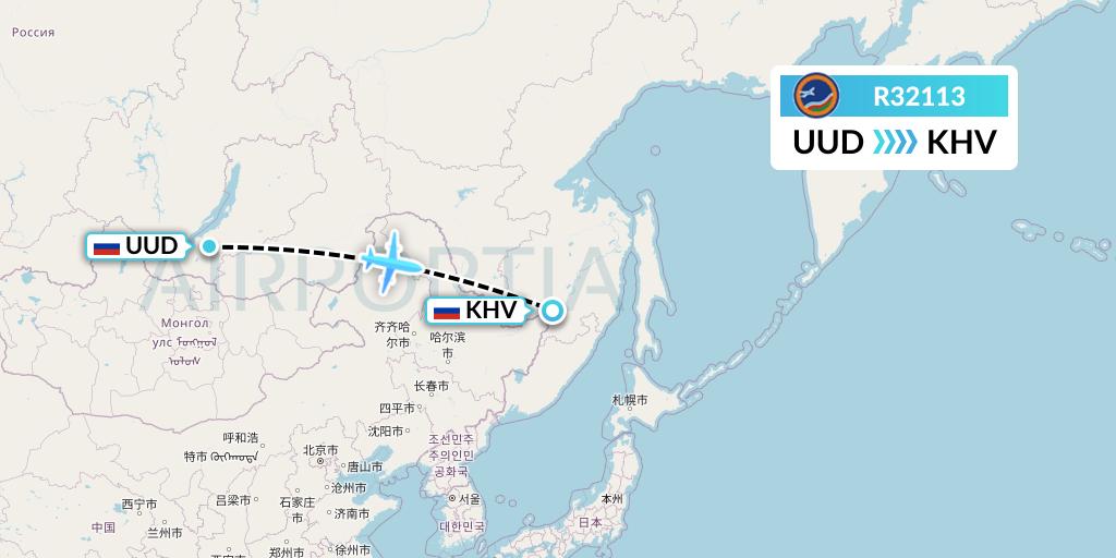 R32113 Yakutia Airlines Flight Map: Ulan-Ude to Khabarovsk