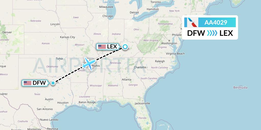 AA4029 American Airlines Flight Map: Dallas to Lexington