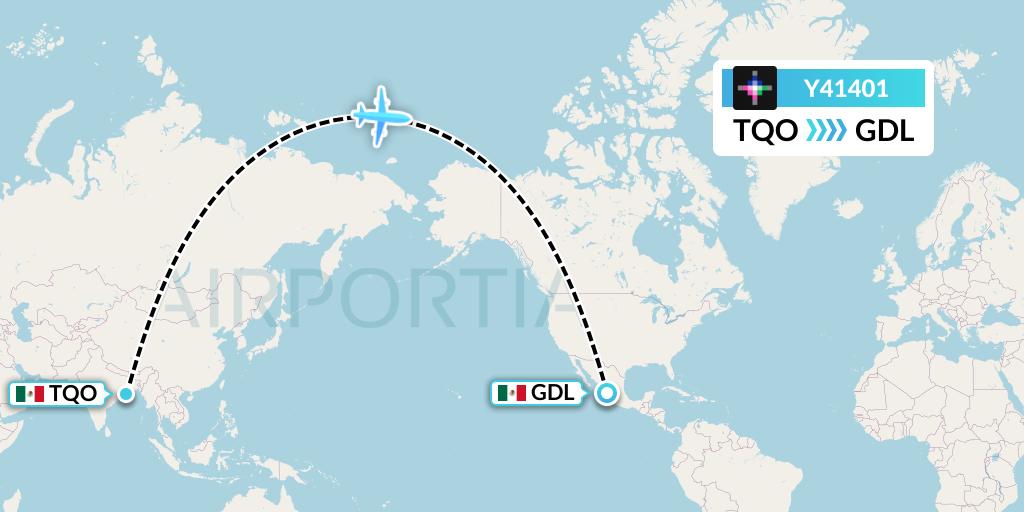 Y41401 Volaris Flight Map: Tulum to Guadalajara
