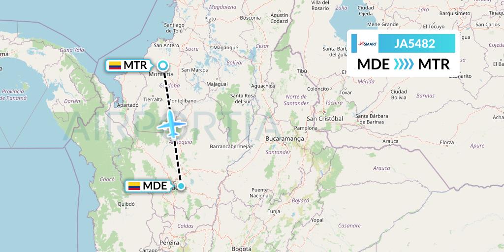 JA5482 JetSMART Flight Map: Medellin to Monteria