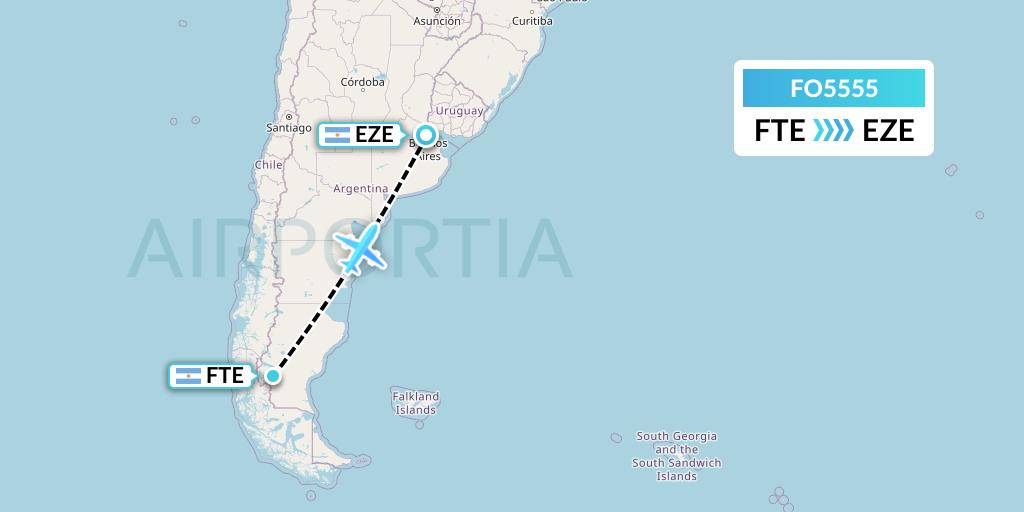 FO5555 Aero Flightops Uk Limited Flight Map: El Calafate to Buenos Aires