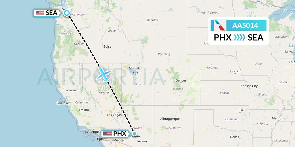 AA5014 American Airlines Flight Map: Phoenix to Seattle