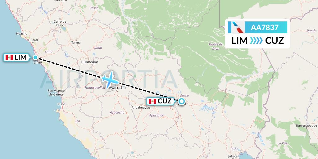 AA7837 American Airlines Flight Map: Lima to Cusco