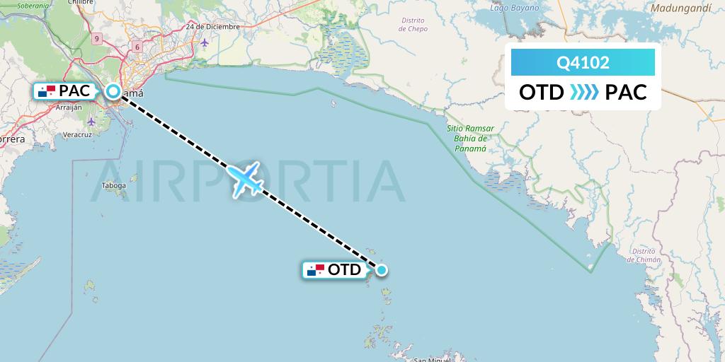 Q4102 Euroairlines Flight Map: Contadora Island to Panama City