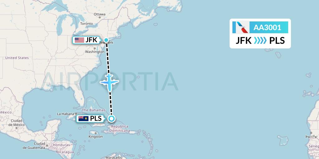 AA3001 American Airlines Flight Map: New York to Providenciales