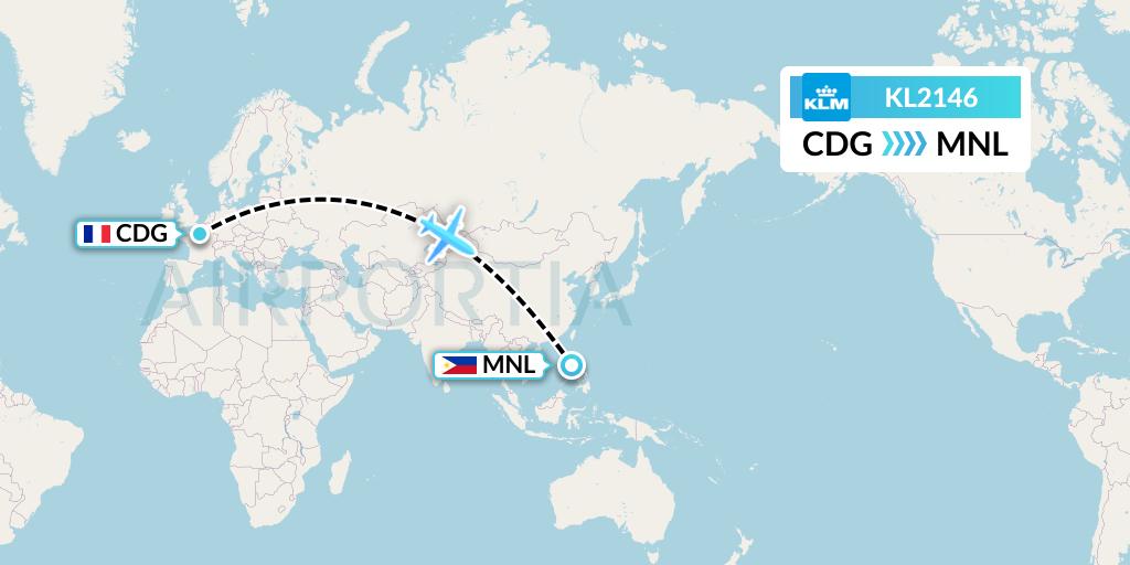 KL2146 KLM Flight Map: Paris to Manila