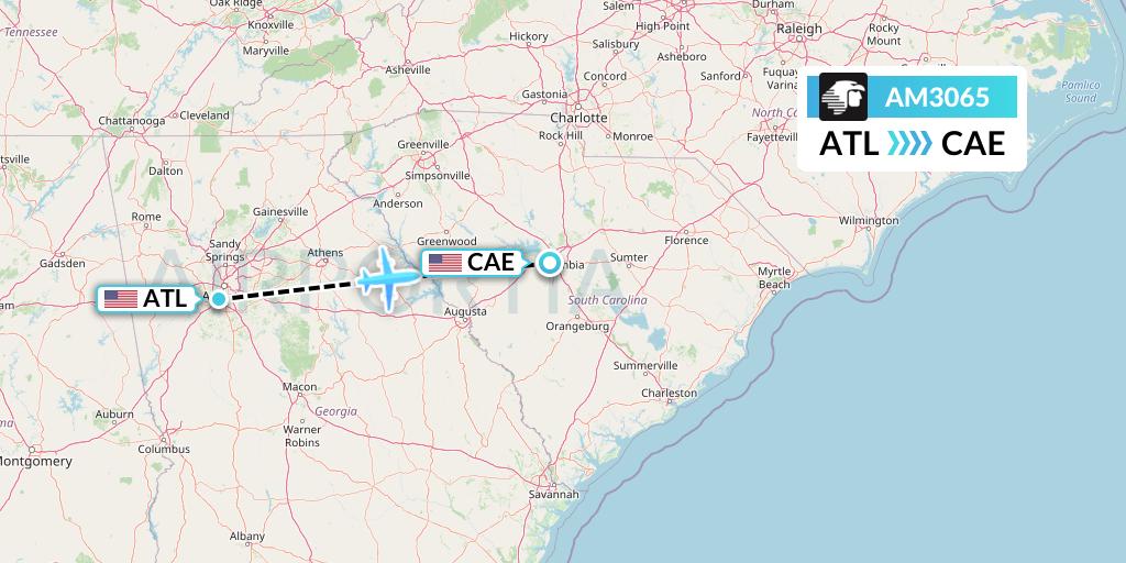 AM3065 Aeromexico Flight Map: Atlanta to Columbia