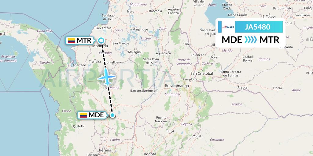 JA5480 JetSMART Flight Map: Medellin to Monteria