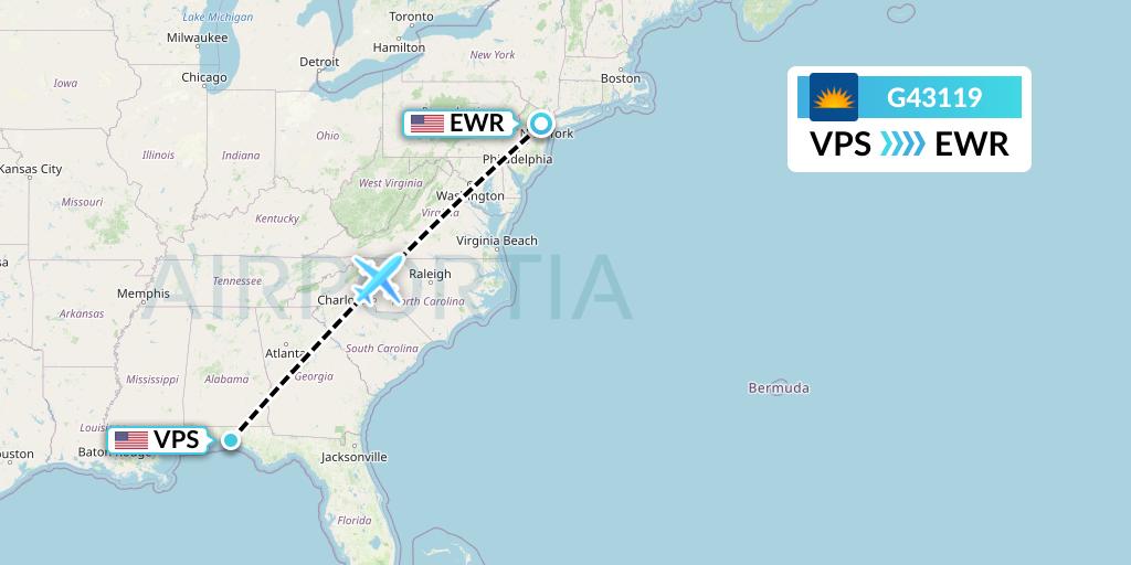 G43119 Allegiant Air Flight Map: Valparaiso to New York