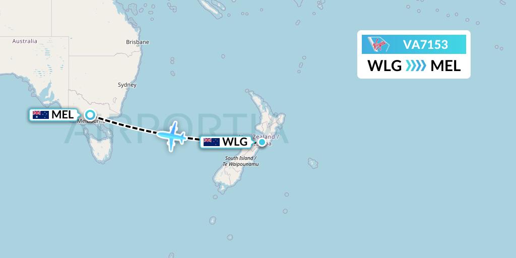 VA7153 Virgin Australia Flight Map: Wellington to Melbourne