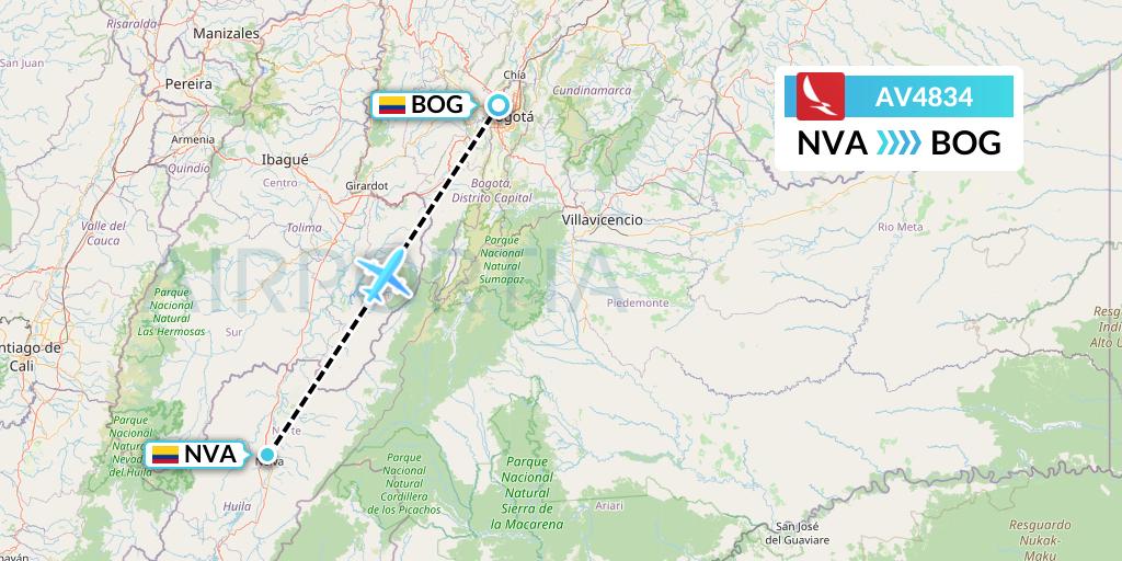 AV4834 Avianca Flight Map: Neiva to Bogota