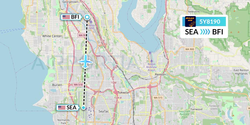5Y8190 Atlas Air Flight Map: Seattle to Seattle