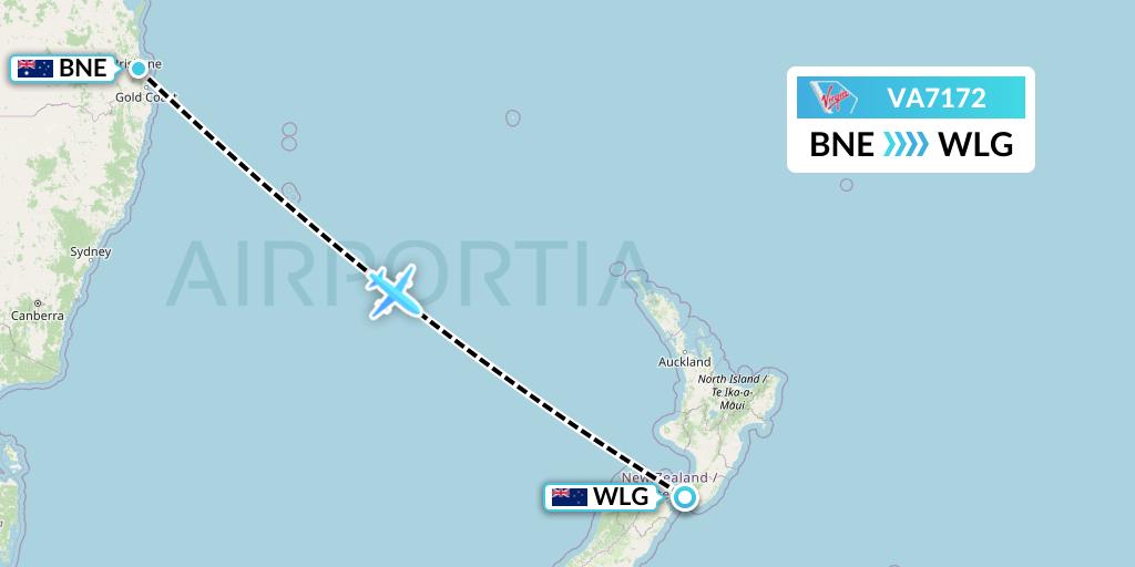 VA7172 Virgin Australia Flight Map: Brisbane to Wellington
