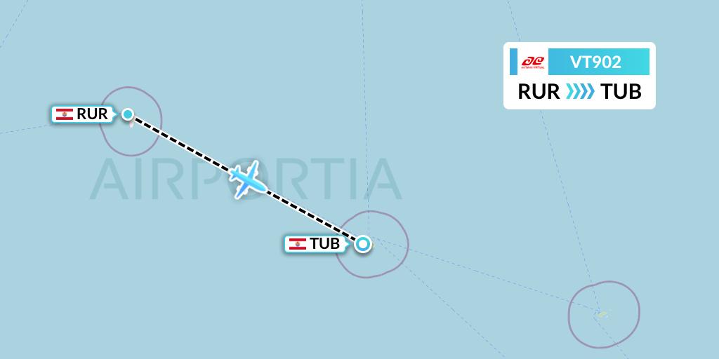 VT902 Air Tahiti Flight Map: French Polynesia to French Polynesia