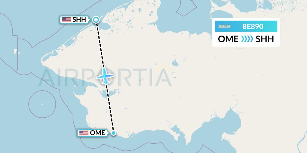 8E890 Bering Air Flight Map: Nome to Shishmaref