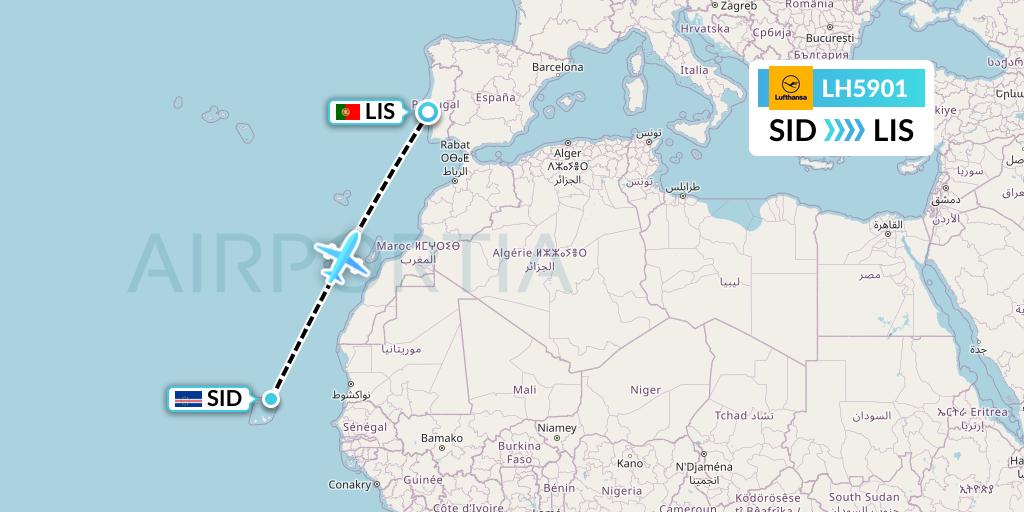 LH5901 Lufthansa Flight Map: Espargos to Lisbon