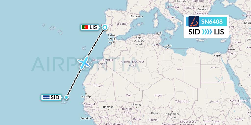 SN6408 Brussels Airlines Flight Map: Espargos to Lisbon