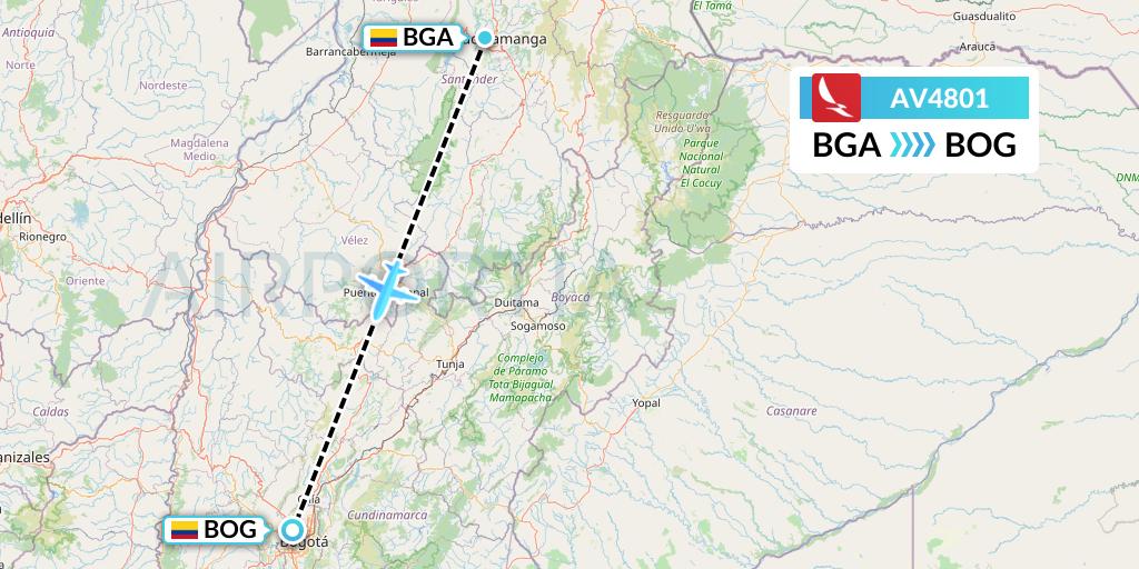AV4801 Avianca Flight Map: Bucaramanga to Bogota