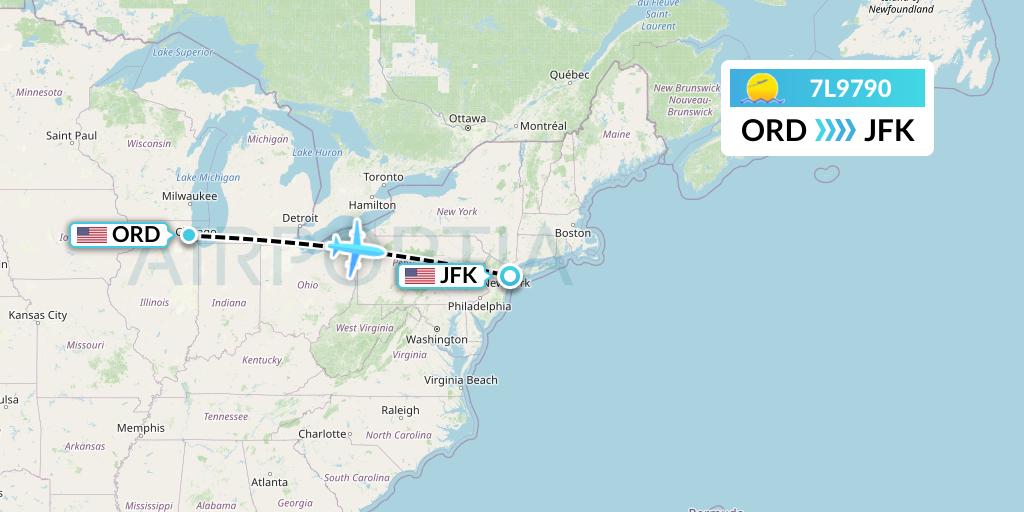 7L9790 Silk Way West Airlines Flight Map: Chicago to New York
