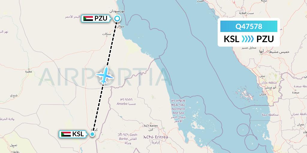 Q47578 Euroairlines Flight Map: Kassala to Port Sudan