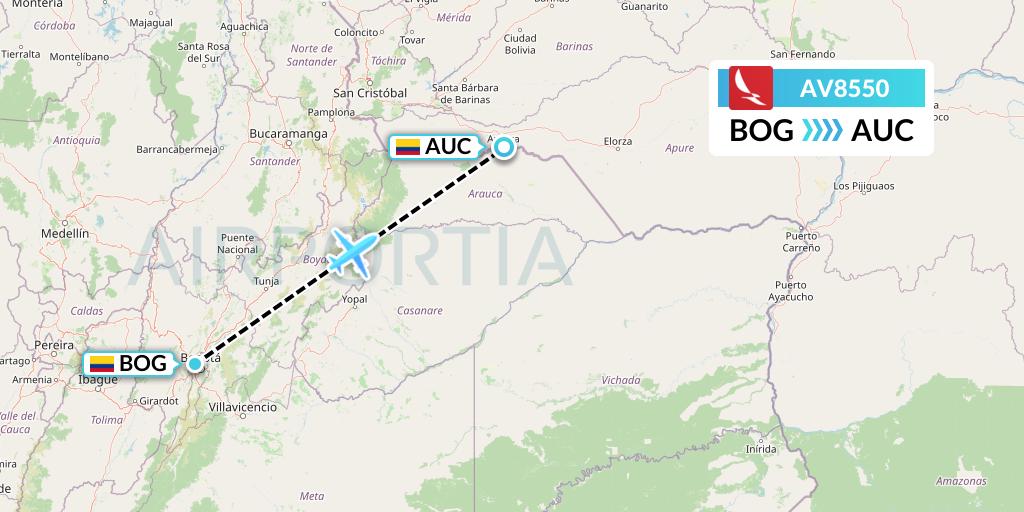 AV8550 Avianca Flight Map: Bogota to Arauca