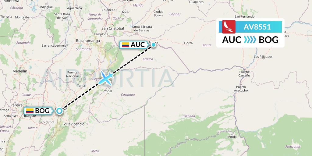 AV8551 Avianca Flight Map: Arauca to Bogota