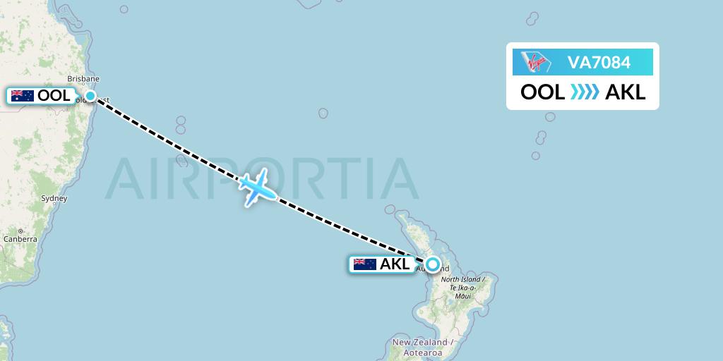 VA7084 Virgin Australia Flight Map: Gold Coast to Auckland
