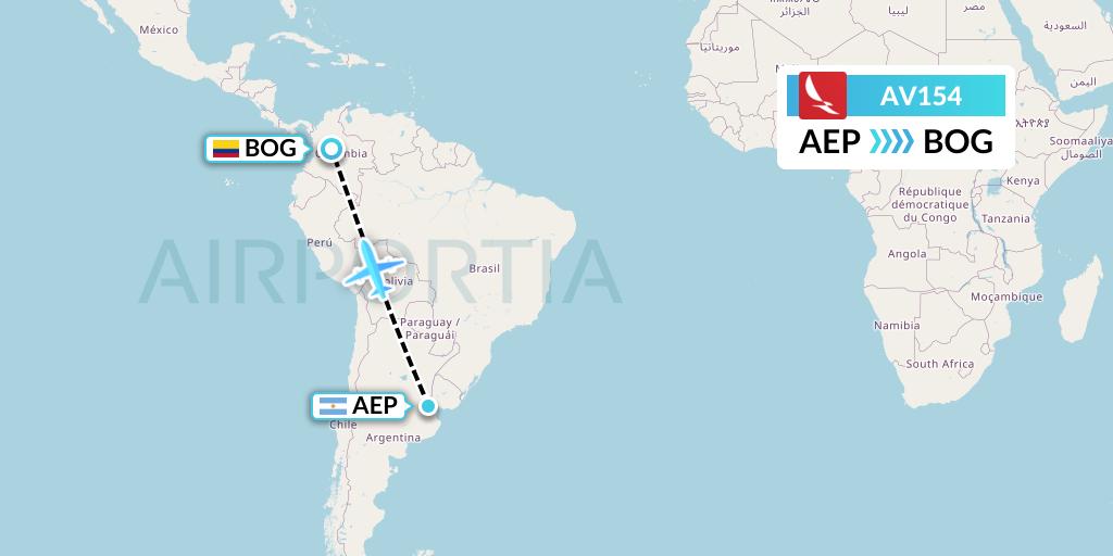 AV154 Avianca Flight Map: Buenos Aires to Bogota