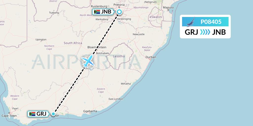 P08405 Proflight Air Services Flight Map: George to Johannesburg
