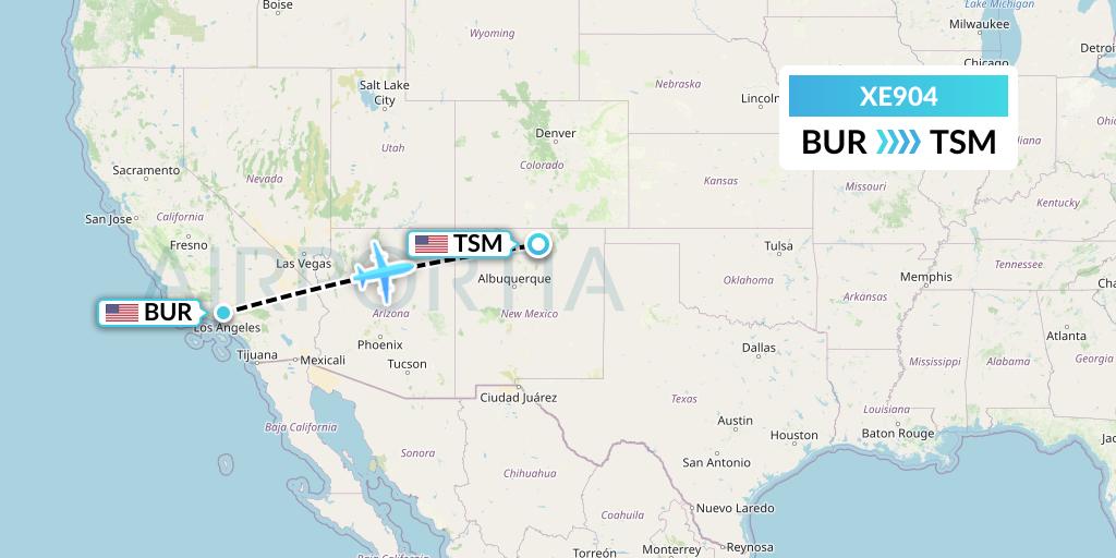 XE904 Jsx Flight Map: Burbank to Taos