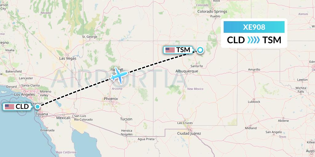 XE908 Jsx Flight Map: San Diego to Taos