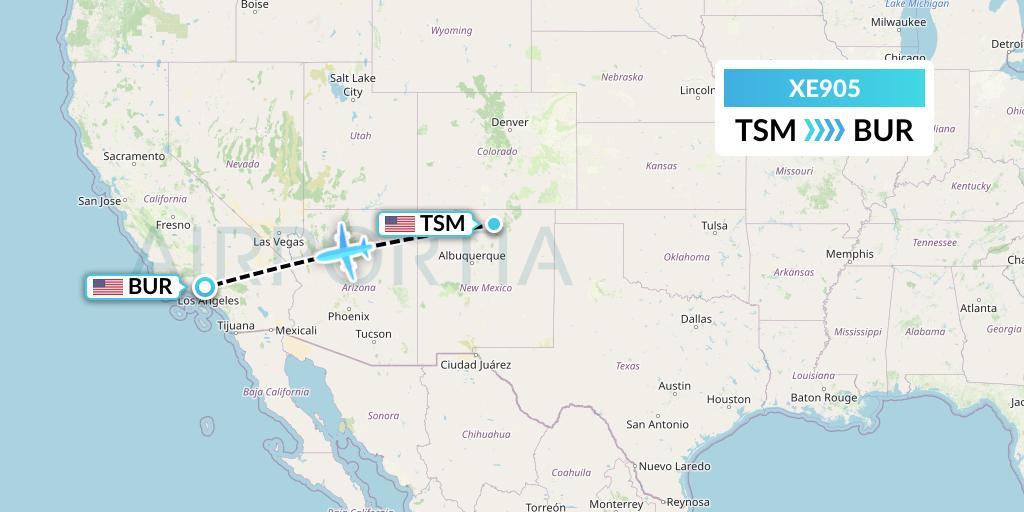 XE905 Jsx Flight Map: Taos to Burbank