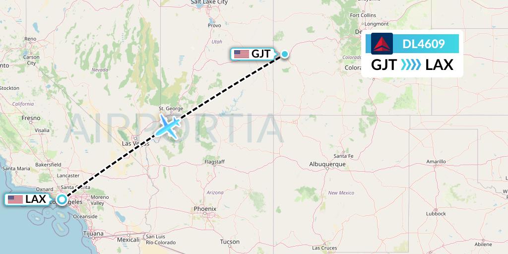 DL4609 Delta Air Lines Flight Map: Grand Junction to Los Angeles