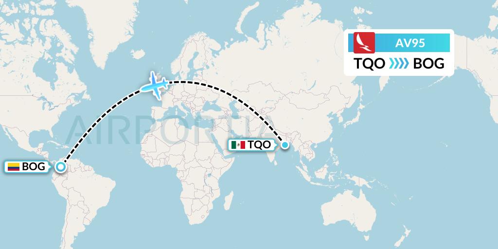 AV95 Avianca Flight Map: Tulum to Bogota