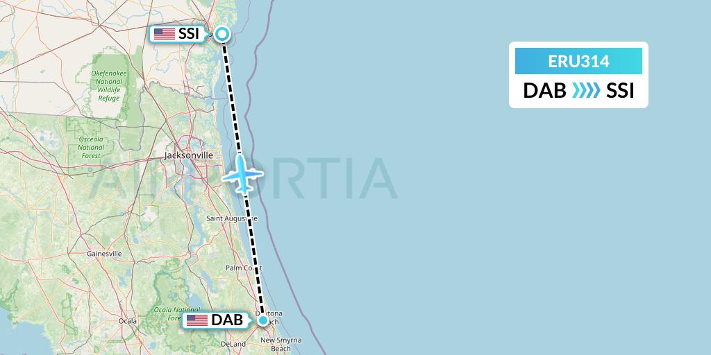 ERU314 Embry-riddle Aeronautical University Flight Map: Daytona Beach to Brunswick