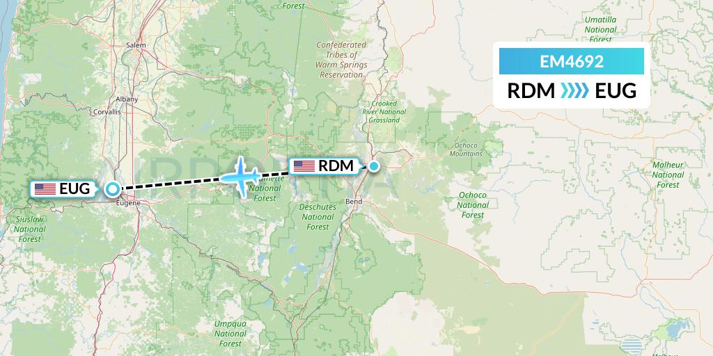 EM4692 Empire Airlines Flight Map: Redmond to Eugene