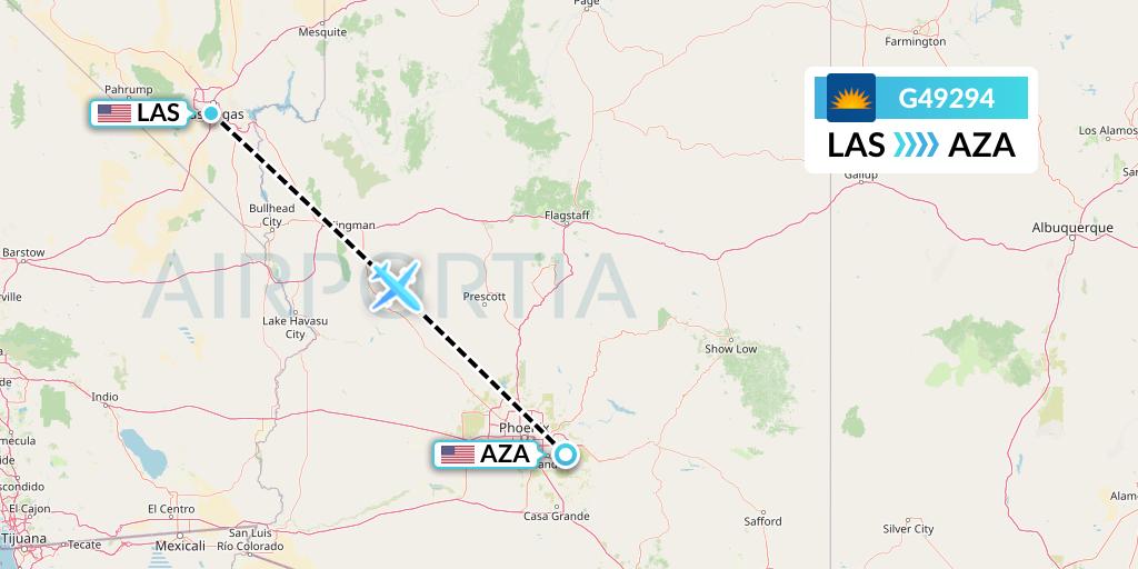 G49294 Allegiant Air Flight Map: Las Vegas to Phoenix