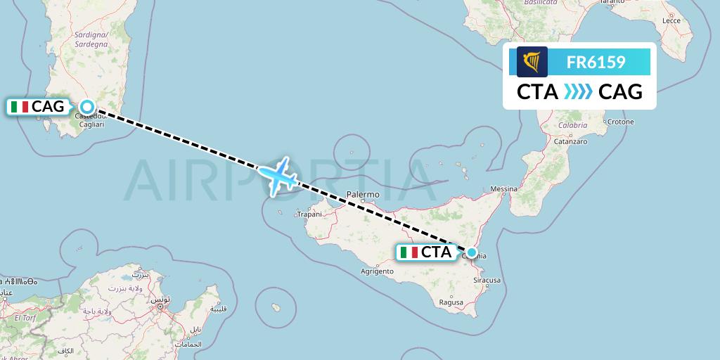 FR6159 Ryanair Flight Map: Catania to Cagliari