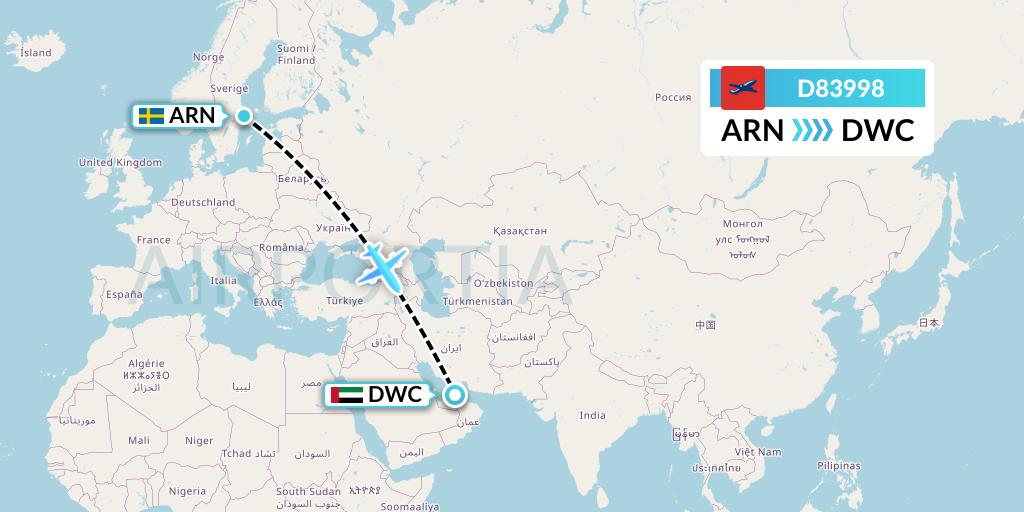 D83998 Norwegian Air International Flight Map: Stockholm to Dubai