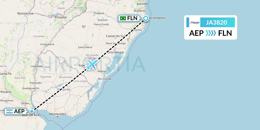 JA3820 JetSMART Flight Map: Buenos Aires to Florianopolis