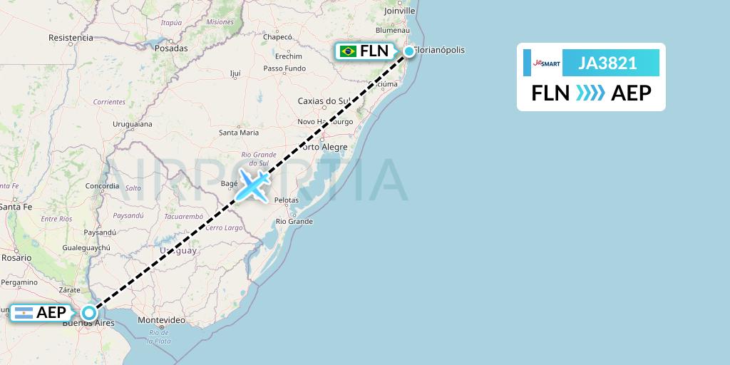 JA3821 JetSMART Flight Map: Florianopolis to Buenos Aires