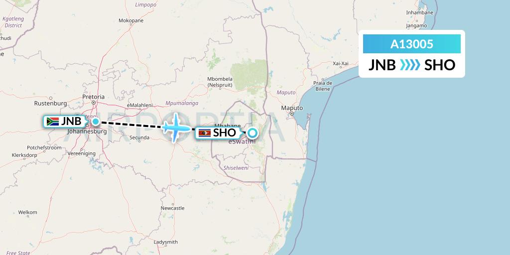 A13005 A.p.g. Distribution Systems Flight Map: Johannesburg to Manzini