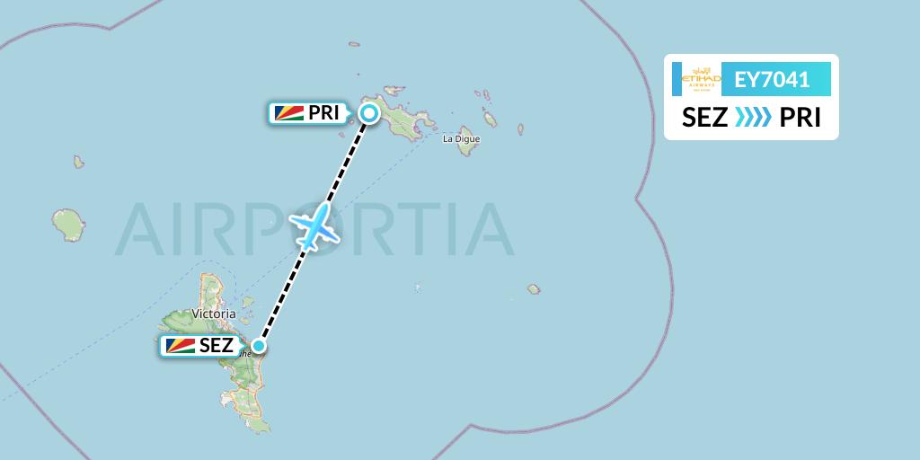 EY7041 Etihad Airways Flight Map: Victoria to Praslin Island