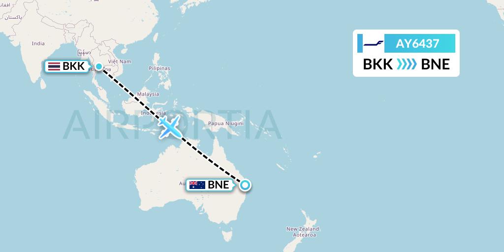 AY6437 Finnair Flight Map: Bangkok to Brisbane