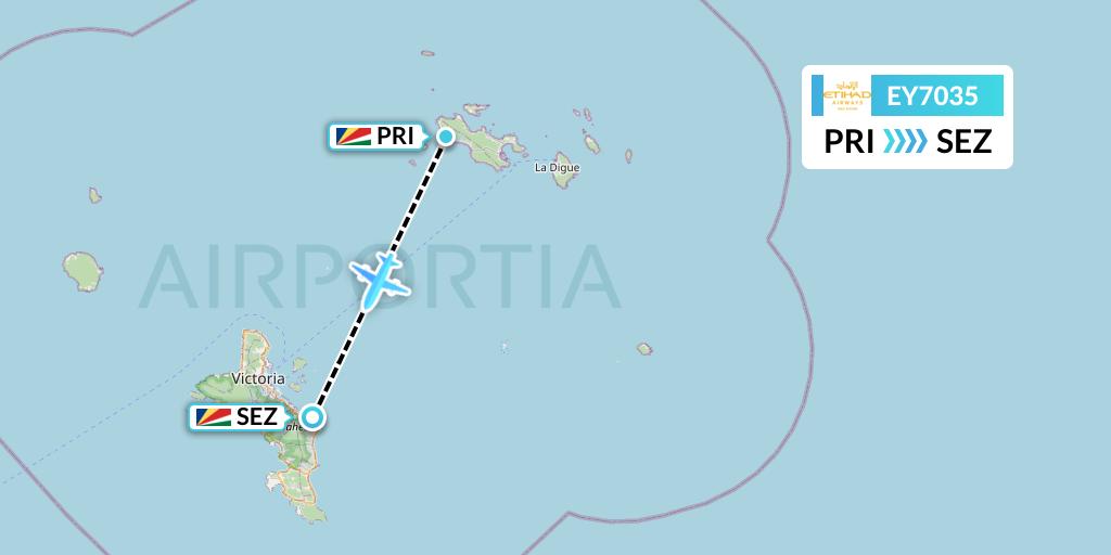 EY7035 Etihad Airways Flight Map: Praslin Island to Victoria
