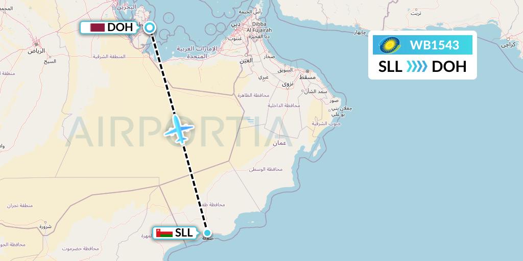 WB1543 RwandAir Flight Map: Salalah to Doha