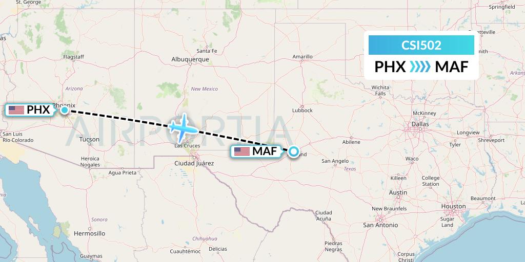 CSI502 Csi Aviation Flight Map: Phoenix to Midland